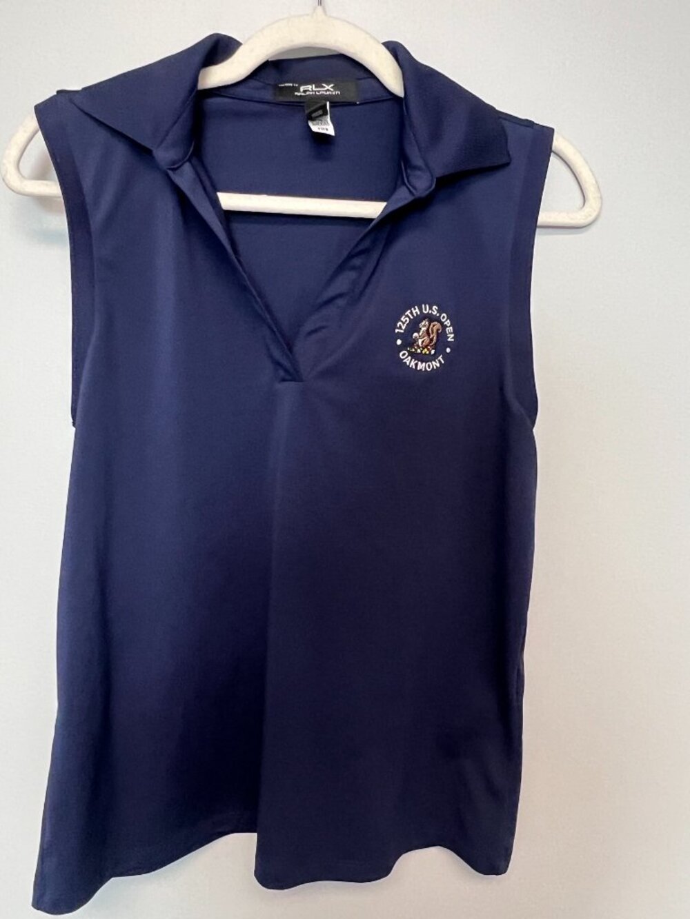 Ralph Lauren RLX Women's MED. Sleeveless Golf Polo Navy 125th U.S. Open Oakmont